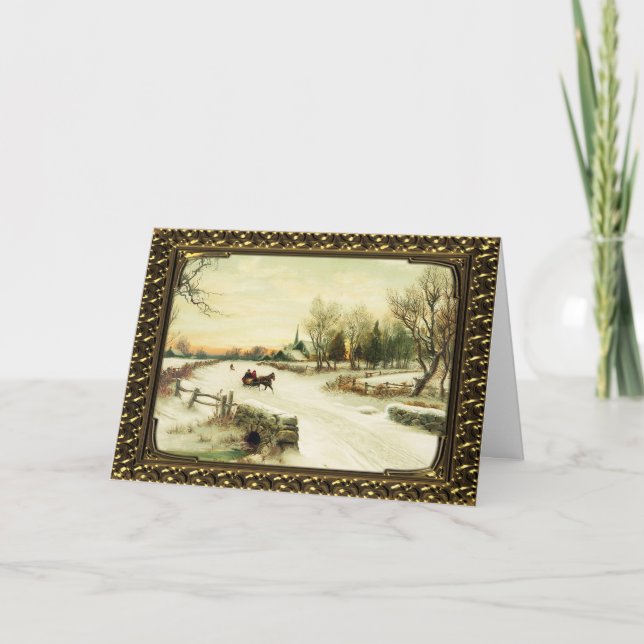 Sobre el río - Vintage Tarjeta de Navidad (Anverso)