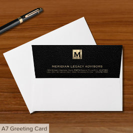 Sobre elegante del logotipo inicial del oro negro