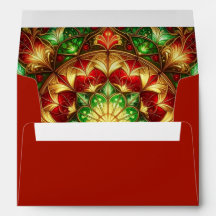Sobre festivo rojo verde decorativo