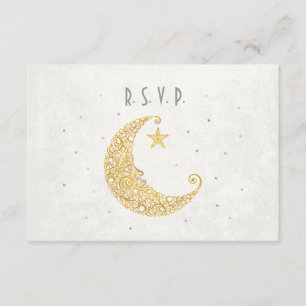 Sobre la carta RSVP de la boda de la luna oro