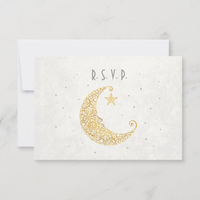 Sobre la carta RSVP de la boda de la luna oro (Anverso)