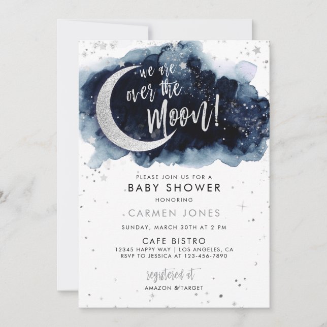 Sobre la invitación a Baby Shower por la luna, Blu (Anverso)