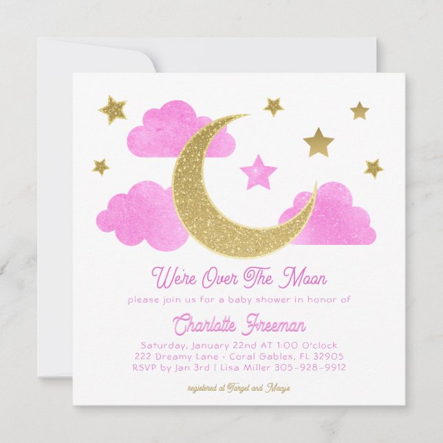 Sobre la invitación Baby Shower Moon Pink Gold (Anverso)