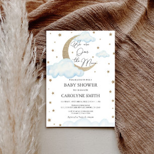 Sobre la invitación de Baby Shower azul lunar