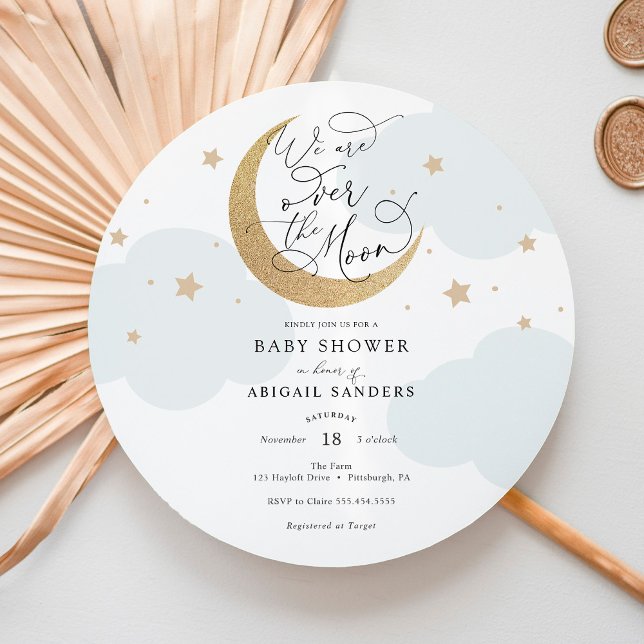 Sobre la invitación de Baby Shower azul lunar (Subido por el creador)