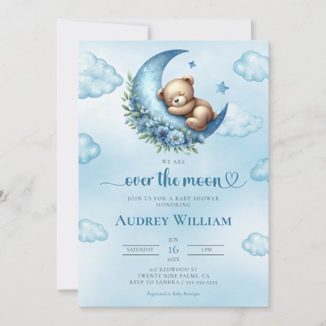 Sobre la invitación de Baby Shower de la Luna (Anverso)
