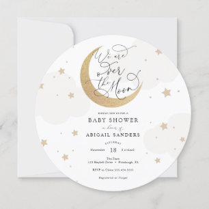 Sobre la invitación de Baby Shower gris de la luna