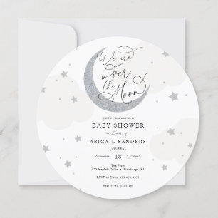 Sobre la invitación de Baby Shower gris de la luna
