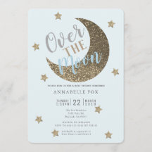 Sobre la invitación de Baby Shower Moon Gold Blue