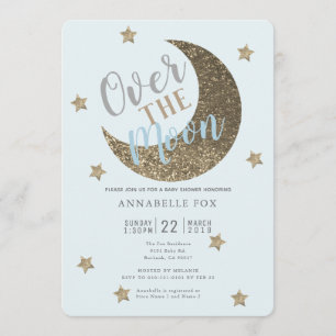 Sobre la invitación de Baby Shower Moon Gold Blue
