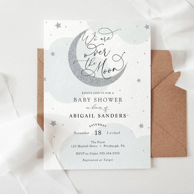 Sobre la invitación de Baby Shower Moon Silver Blu (Subido por el creador)