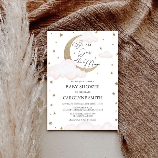 Sobre la invitación de Baby Shower rosa de la luna (Subido por el creador)