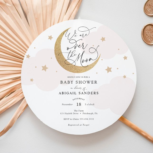 Sobre la invitación de Baby Shower rosa de la luna (Subido por el creador)
