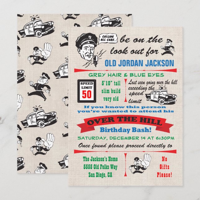 Sobre la invitación de cumpleaños a la policía de  (Anverso / Reverso)