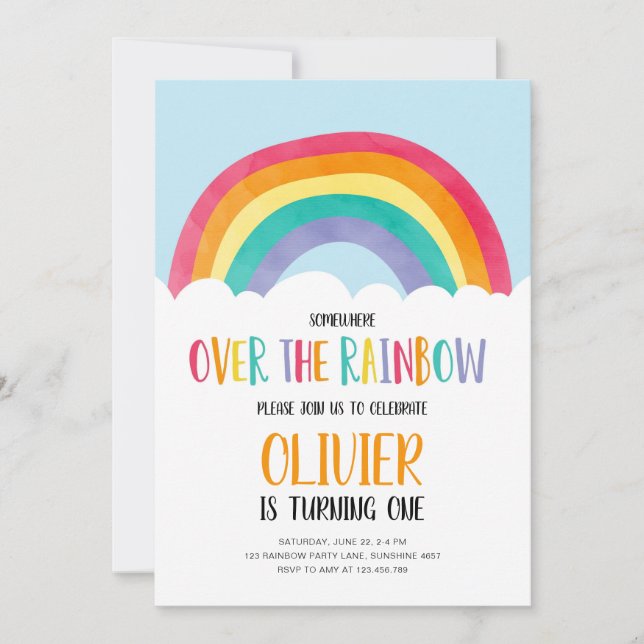 Sobre la invitación de cumpleaños de Rainbow Blue  (Anverso)