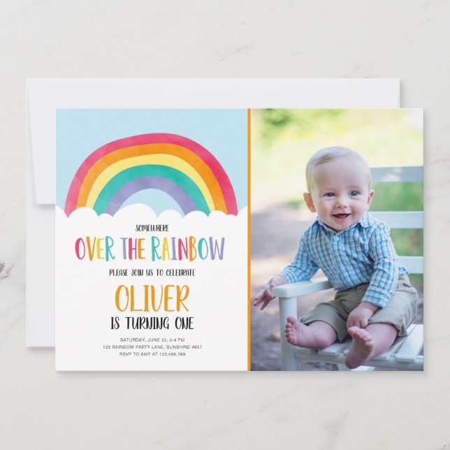 Sobre la invitación de cumpleaños de Rainbow Blue  (Anverso)