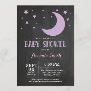 Sobre la luna Chica Baby Shower Invitación Purple