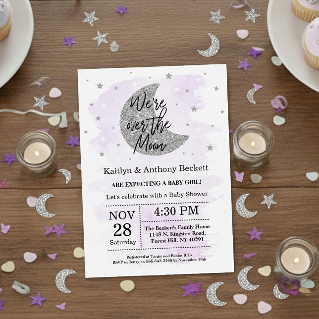 Sobre la luna | Invitación neutral a Baby Shower (Subido por el creador)