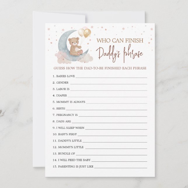 Sobre la luna quién puede terminar la tarjeta de f (Anverso)