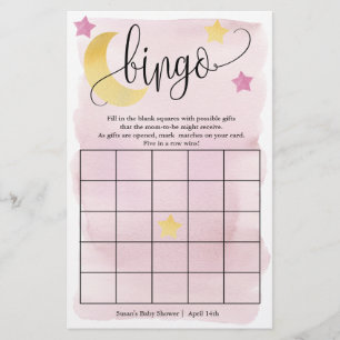 Sobre la luna, tarjeta de juego de papel de Bingo 