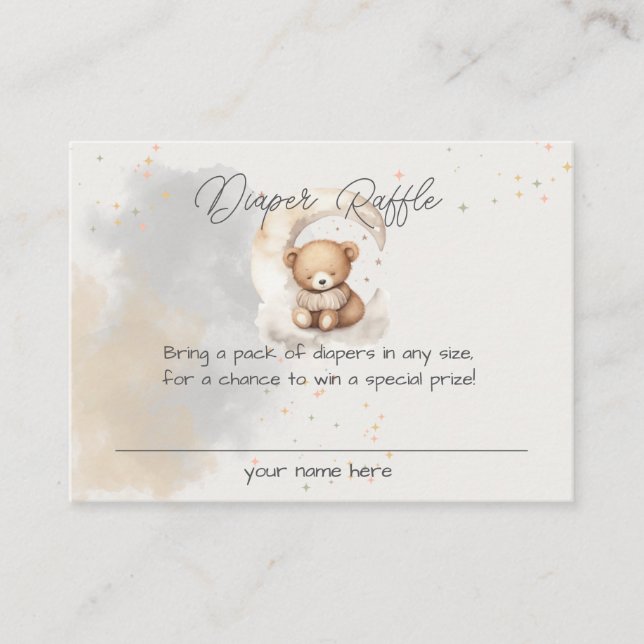 Sobre la luna Teddy Bear tarjeta de gabinete de du (Anverso)