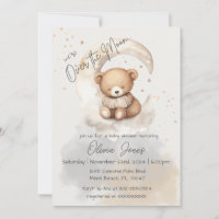 Sobre la luna Teddy Oso Invitación de Baby Shower