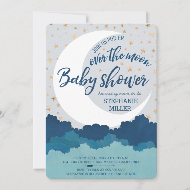Sobre las invitaciones de Baby Shower de la luna (Anverso)