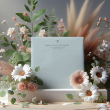 Sobres de boda de colibrí azul de bebé vintage