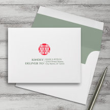 Sobres RSVP de boda chino/vietnamita por canción H