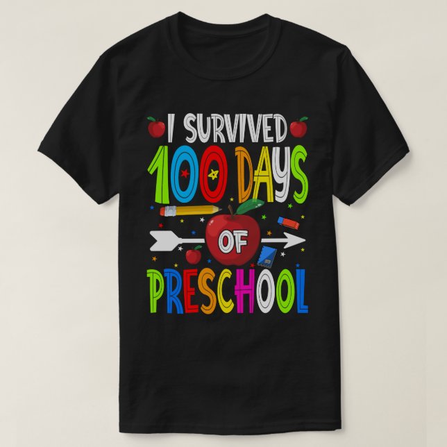 Sobreviví 100 Días De Camisetas De Preescolar Feli (Diseño del anverso)