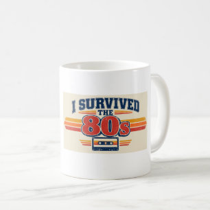 Sobreviví a los 80 Taza de Café Retro Vintage Nost