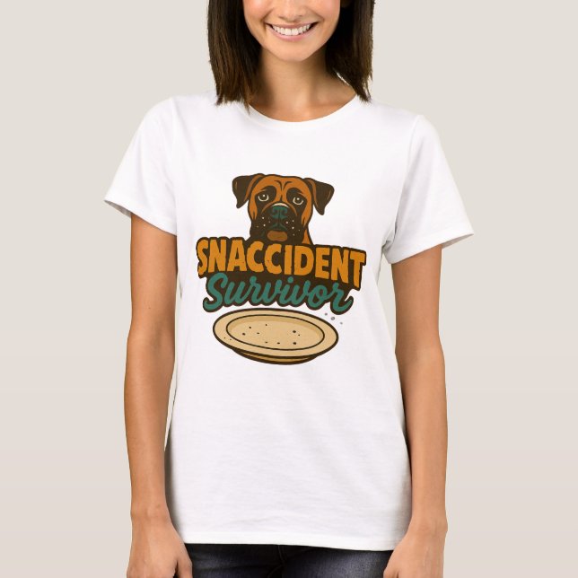 "Sobreviviente de SNACCIDENT" Camiseta de perro gr (Anverso)