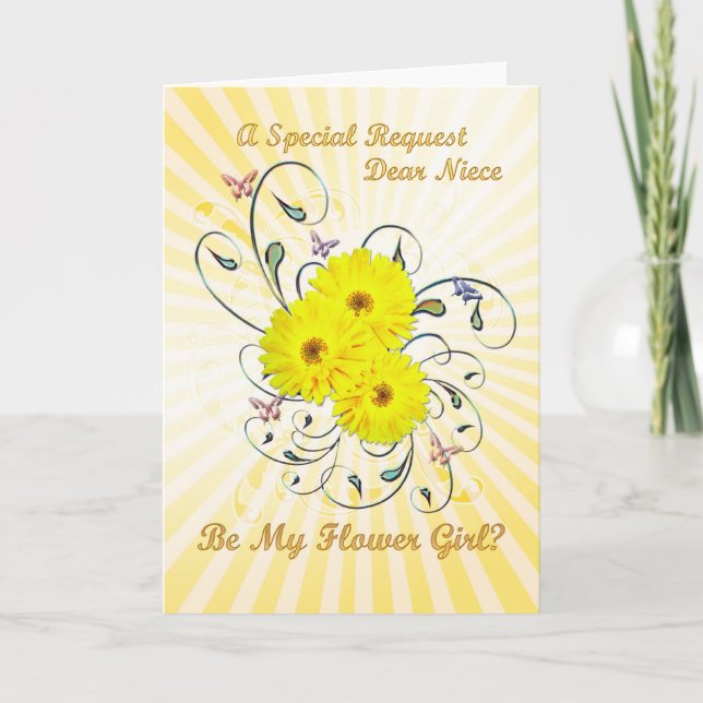 Sobrina, invitación de niña de las flores, flores  (Anverso)