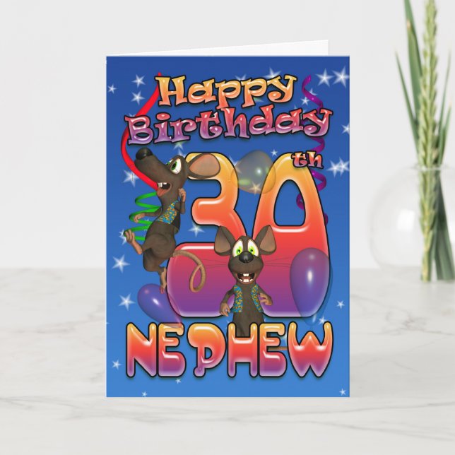 Sobrino - Tarjeta de cumpleaños número 30 colorida (Anverso)