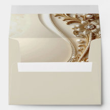 Sobrio Sobre de Floral Dorado Elegante