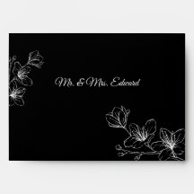 Sobrio sobre negro con arte floral en línea blanca