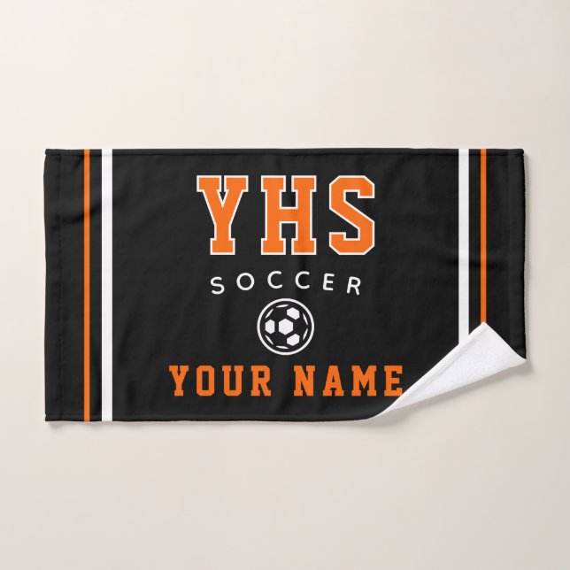 Soccer Icon, Custom Name & School, Team Gift Hand (Toalla de mano)