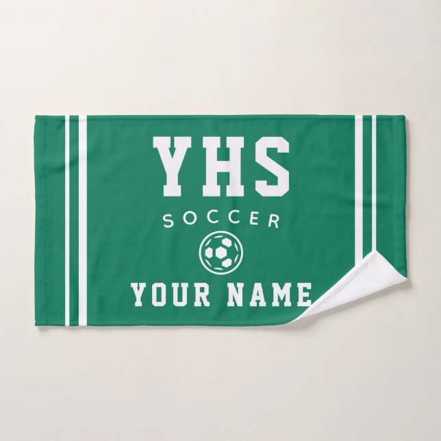 Soccer Icon, Custom Name & School, Team Gift Hand (Toalla de mano)