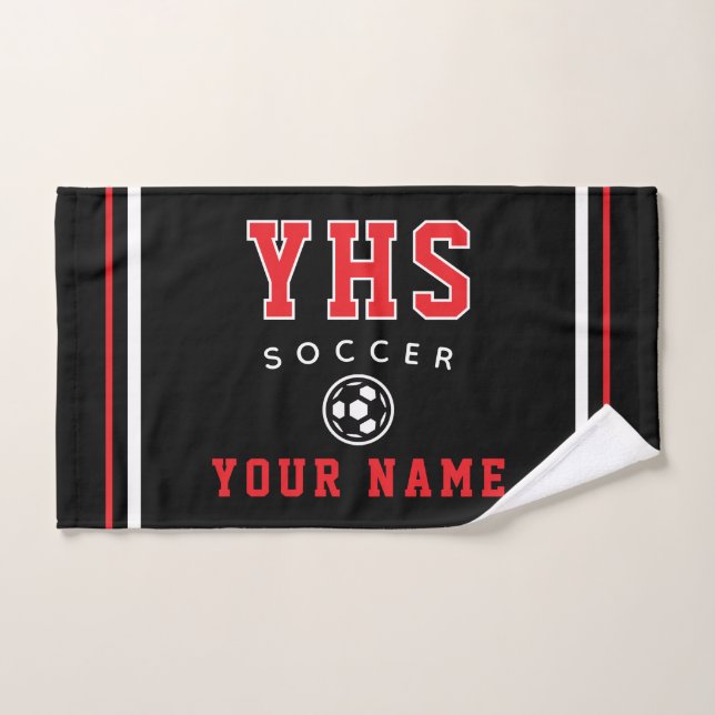 Soccer Icon, Custom Name & School, Team Gift Hand (Toalla de mano)