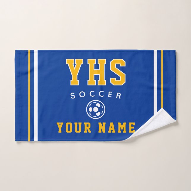 Soccer Icon, Custom Name & School, Team Gift Hand (Toalla de mano)