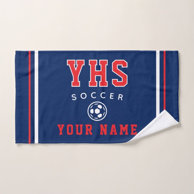 Soccer Icon, Custom Name & School, Team Gift Hand (Toalla de mano)