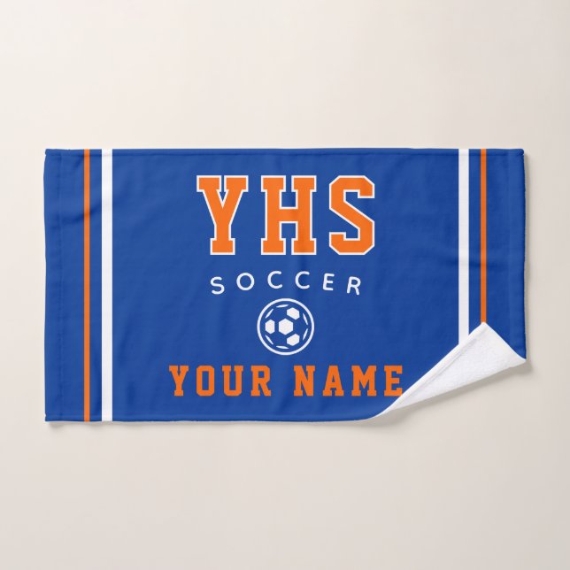 Soccer Icon, Custom Name & School, Team Gift Hand (Toalla de mano)