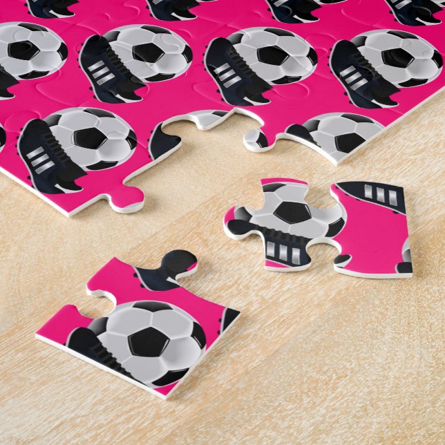 Soccer Jigsaw Puzzle Hot Fuchsia Pink  (Lado)
