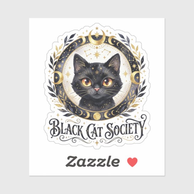 Sociedad de Gatos Negros Encantadores Calcomanía d (Hoja)