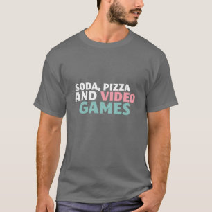 Soda, pizza y camisa divertida de los videojuegos