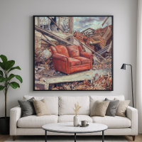 Sofá Rojo En Escombros - Inesperado Arte De Bellez