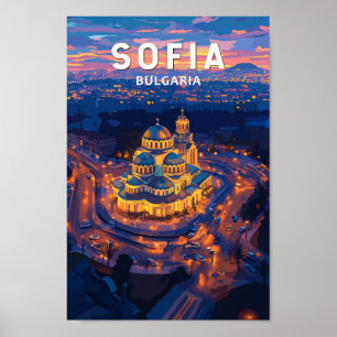 Sofia Bulgaria Ilustracion Viaje Arte Vintage