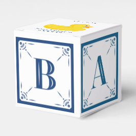 Sofisticada caja de regalo de pato azul de bebé en