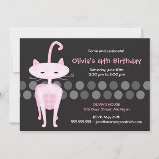 Sofisticada invitación a cumpleaños de Kitty Rosa