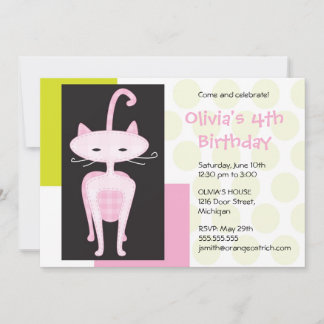 Sofisticada invitación a cumpleaños de Kitty Rosa